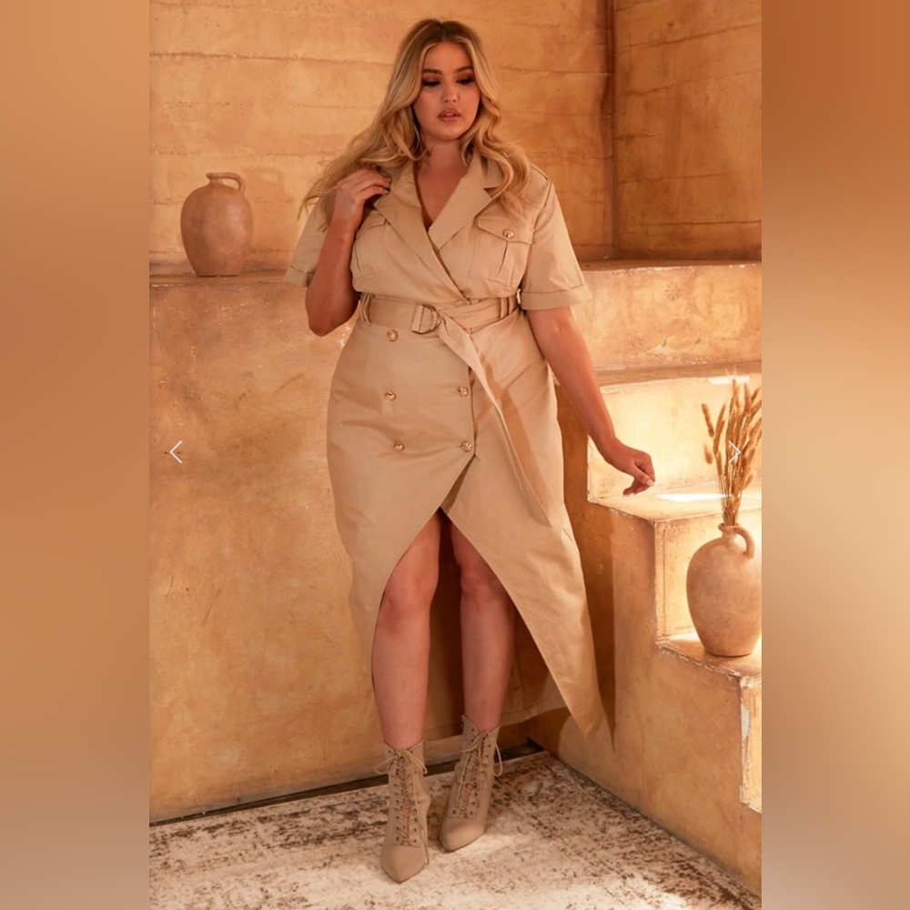 Plus Women’s High-Low Khaki dress